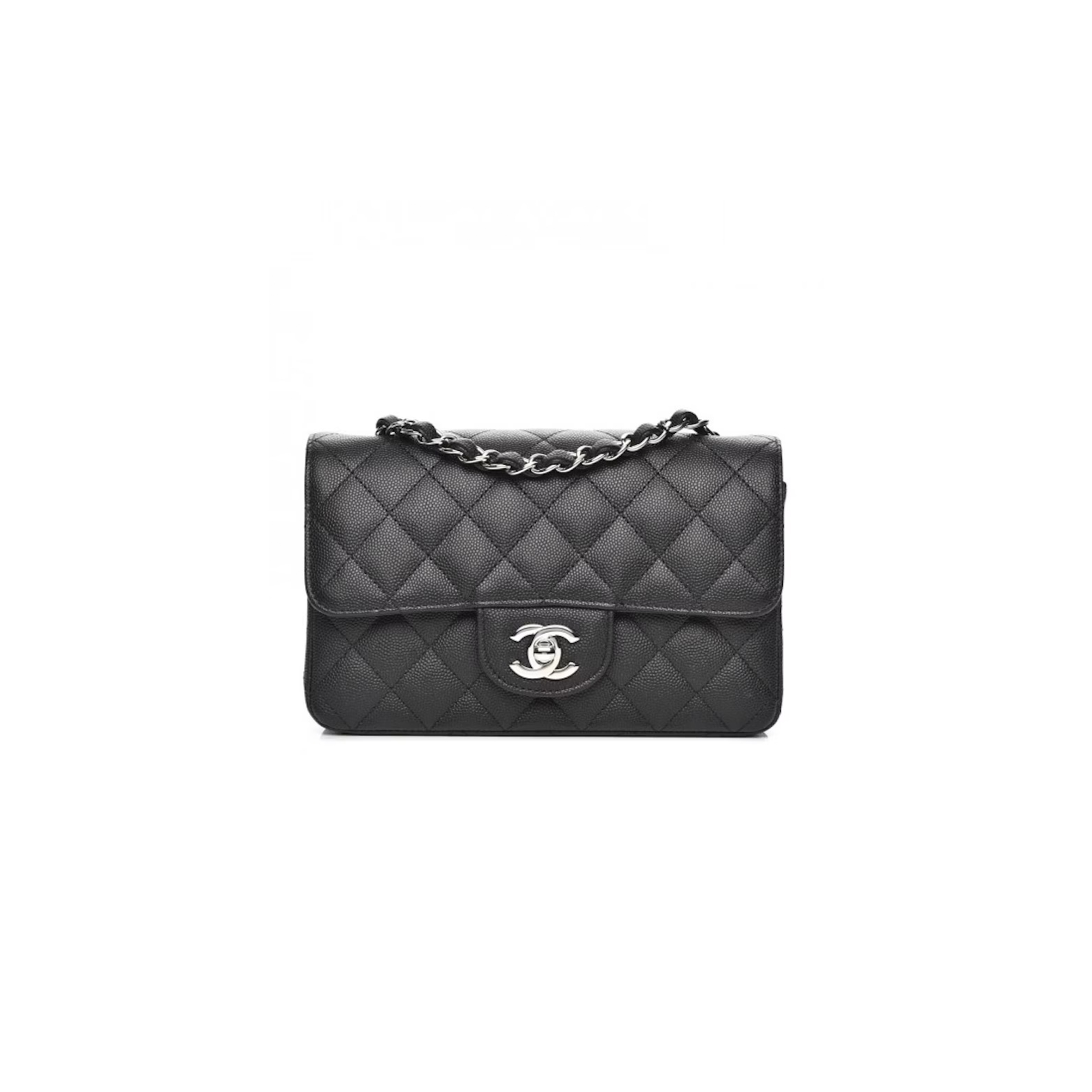 CHANEL CLASSIC DOUBLE FLAP QUILTED CAVIAR SILVER-TONE SMALL (20*13*6cm)